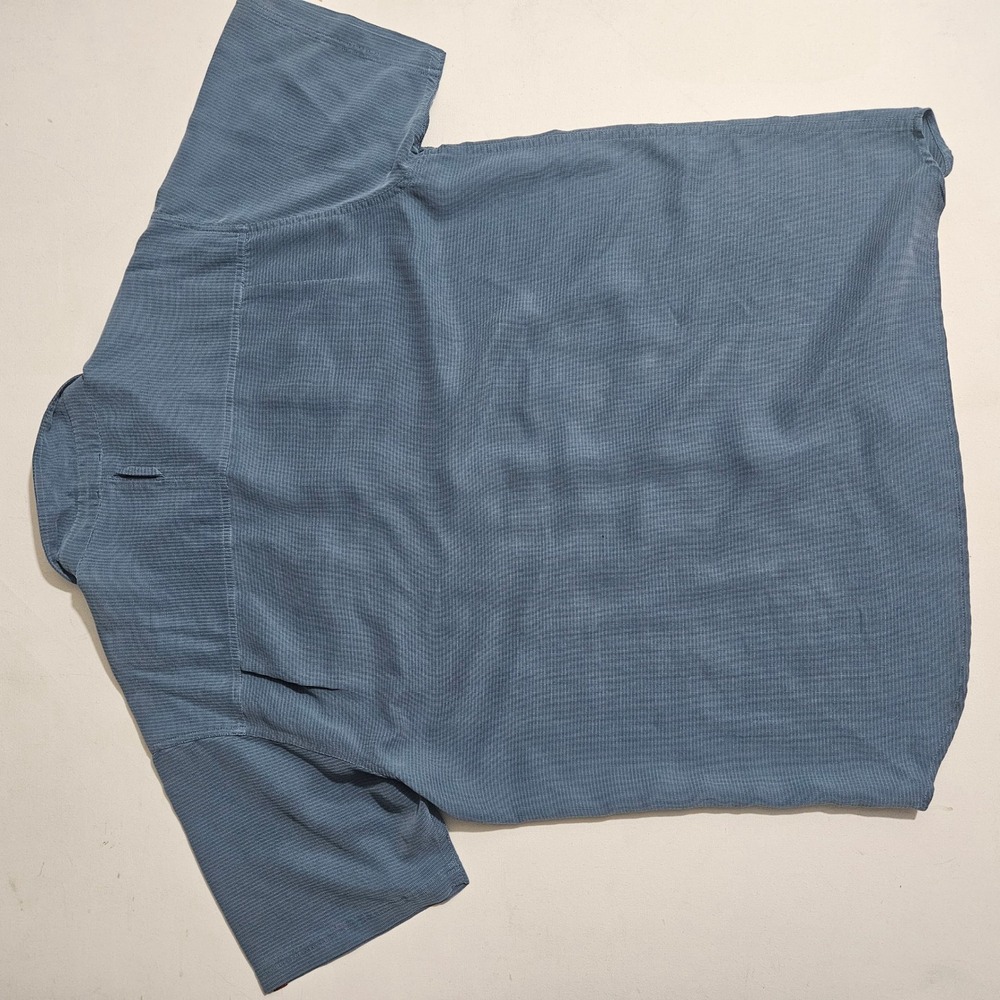 The North Face Mens XXL Blue Textured Short Sleeve Button Up Shirt AT8D - Picture 6 of 7